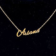 Stainless Steel Necklace 15 Inches Plus 3 Inches Extension Chain Will Not Tarnish Safe For Sensitive Skin Can Be Worn For Everyday Use. Ariana Name, Golden Necklace, Steel Necklace, Stainless Steel Necklace, Name Necklace, Womens Jewelry Necklace, Sensitive Skin, Gold Tones, Gold Necklace