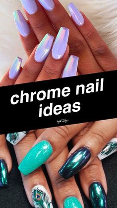 Yellow Chrome Nails, Chrome Nail Ideas, Chrome Nail Colors, Chrome Nail Designs, Purple Chrome Nails, Chrome Nail Art, Chrome Nails Designs, Nail Color Trends