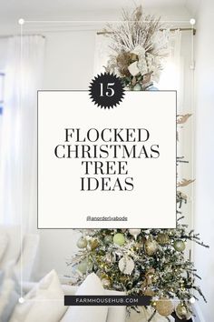 Flocked Christmas Tree Ideas Flocked Christmas Tree Decor Ideas, Flocked Christmas Tree Decor, White Flocked Christmas Tree, Metallic Ornaments, Silver Garland, White Frock, Christmas Tree Decor Ideas, Tree Decor Ideas