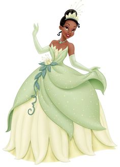 the princess and the frog from disney's princess and the frog in her green dress