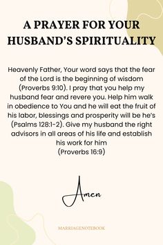 a prayer for your husband's spirit