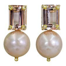 12.61 Carat Morganite, Diamond and Pink Pearl 14 Karat Gold Stud Earrings For Sale at 1stDibs Pearl Earrings Designs, Stud Drop Earrings, Morganite Diamond, Pink Morganite, Gold Stud Earrings, Pear Diamond, Women Diamond, Earrings Stud, Gold Stud