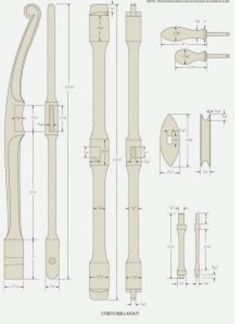 the drawing shows different types of handles and levers for various kinds of furniture pieces