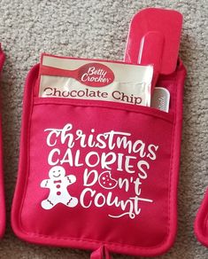 a pink christmas calories don't count case with chocolate chip in it