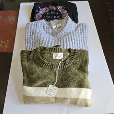 1 Brand New Sweater And A Gently Used Sweater And A Long Sleeves Top. Size Small Women. All 3 For 1 Great Price. Winter Tops For Women, Sweaters Winter, New Sweater, Small Women, Sleeves Top, Winter Tops, Winter Sweaters, Gray Green, Tops For Women