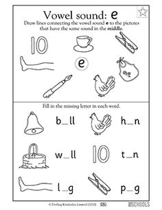 worksheet for beginning and ending sounds in the letter e with pictures to color