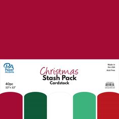 christmas stash pack card stock in red, green and white with four different colors