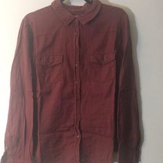 Maroon Button Down Top On Thinner Side So Great For The Beach Never Worn Perfect Condition Burgundy Button-up Top For Fall, Fall Burgundy Button-up Tops, Collared Burgundy Top With Button Closure, Burgundy Collared Top With Button Closure, Burgundy Button-up Shirt With Button Closure, Red Button Closure Shirt For Fall, Red Shirt With Button Closure For Fall, Red Shirt With Button Cuffs For Fall, Red Top With Snap Buttons For Fall