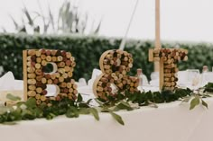 the letters are made out of wine corks