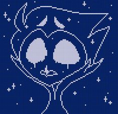 a cross stitch pattern with an image of a cat in the night sky and stars