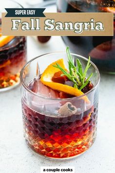 This Easy Fall Sangria combines sparkling apple cider, red wine, and cinnamon for the perfect fall drink. Ideal for festive gatherings like Halloween and Thanksgiving or cozy evenings! Pop over to our site for this easy fall cocktail recipe! Fall Wine Cocktails, Sparkling Sangria Recipes, Fall Alcoholic Drinks For A Party, Fall Inspired Drinks, Wine Mixed Drinks, Fall Sangria Recipes, Sparkling Apple Cider, Fall Drink Recipes