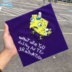 someone holding up a purple graduation cap that says, what are you doing after graduation?