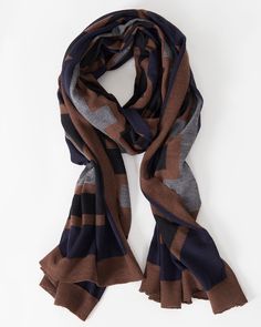 Kolor Wool Patterned Stole Scarf - 90% Wool. 10% Cashmere. Only 1 Colorway $78.00 WWAW15002 Luxury Multicolor Winter Scarves, Multicolor Woven Winter Scarf, Luxury Plaid Wool Scarves, Purple Wool Scarf, Warm Multicolor One-size Scarves, Ankle Cuffs