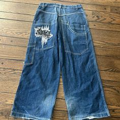 #ad Find ideas and inspiration for Super Baggy Picowear Jeans, Fashion Mens Clothing Street Wear Baggy Jeans, Baggy Clothes Men, Patchwork Jeans Men, Men Baggy Jeans, Patch Work Jeans, Baggy Jeans Men, Thrift Board, Cool Embroidery, Future Clothes