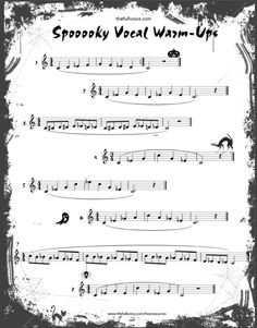 spooky vocal warm - ups sheet music for violin and piano with notes on it