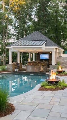 Dealing With Glare on Your Mounted TV Pool Inspiration, Living Pool, Dream Backyard Pool, Pool House Designs, Pools Backyard Inground, Pool House Plans, Pool Cabana, Backyard Pool Landscaping, Backyard Remodel