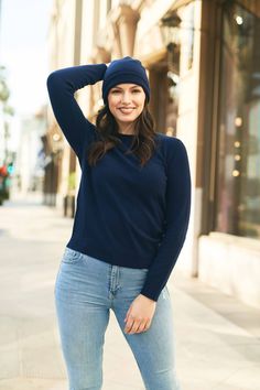 Women's Cashmere $79 Essential Set Navy - Gobi Cashmere Fitted Everyday Fall Hats, Classic Winter Hats For Workwear, Classic Beanie Hats For Fall, Fitted Solid Hat For Everyday, Solid Fitted Hat For Everyday Wear, Classic Beanie For Fall, Classic Everyday Tops For Winter, Casual Everyday Hat For Fall, Casual Everyday Fall Hat