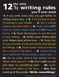 a poster with the words 12 / 2 writing rules