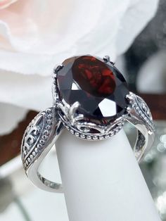 Natural Red Garnet Ring, Dragon Design, Sterling Silver Filigree, Gothic Jewelry, Silver Embrace Jewelry Elegant Red Gemstone Filigree Ring, Elegant Red Filigree Ring, Elegant Red Garnet Filigree Ring, Elegant Garnet Filigree Ring For Anniversary, Elegant Red Filigree Ring As Gift, Elegant Garnet Filigree Ring For Formal Occasions, Elegant Silver Filigree Ring With Ruby, Elegant Sterling Silver Ruby Ring With Intricate Design, Elegant Garnet Filigree Ring With Gemstone