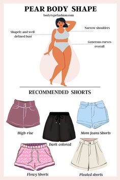 Shorts For Pear Shaped Women, Outfits For Curvy Women, Curvy Casual Outfits, Bottom Heavy