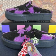 New In The Box No Lid Authentic Vans Wmns Classic Slip-0n Ireneisgood Multi Vn0a4bvzbmb Platforms Sneakers Floral Shoes Sneakers, Platform Slip Ons, Platform Shoes Sneakers, Old Skool Platform, Platform Vans, Pride Shoes, Platforms Sneakers, Vans Suede, White Platform Sneakers