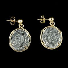 Atocha Jewelry - 1 Reale Silver Coin Earrings from Virtual Treasure Chest Ancient Coin Pendant, Spanish Galleon, Sunken Treasure, Silver Ingot, Coin Earrings, Coin Jewelry, Silver Coin, Shipwreck, Silver Bars