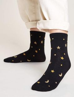 Star Socks, Socks Photography, Gloss Hair, Socks Aesthetic, Aesthetic Moon, Trendy Aesthetic, Non Profit Organization, Moon And Star, Moon Print