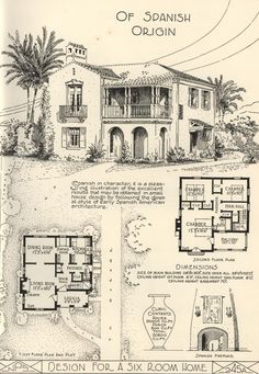 an old spanish style house with plans and pictures