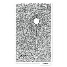 a black and white drawing of a sunburst in the middle of it's frame