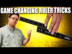 a man standing in front of a giant ruler with the words game changing ruler tricks