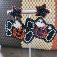 Halloween Earrings Black Beaded Dangle Earrings For Halloween, Black Dangle Beaded Earrings For Halloween, Halloween Earrings, Orange Black, Jewelry Earrings, Women Jewelry, Orange, Halloween, Women Shopping