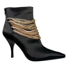 Brand New And Absolutely Stunning! These Jeffrey Campbell Black Satin Booties In Size 9.5 Are Adorned With Luxurious Gold Chains And Sparkling Rhinestone Chains! Elevate Any Outfit With Their Edgy Yet Elegant Design. Whether You're Hitting The Town Or Stepping Into A Special Occasion, These Boots Will Make A Bold Statement. Don't Miss Out On Adding This Eye-Catching Pair To Your Collection! New! Never Worn!! Embellished Ankle-high Evening Boots, Rhinestone Ankle-high Evening Boots, Gold Ankle-high Boots For Evening, Ankle-high Rhinestone Boots For Evening, Chic Rhinestone-embellished Boots For Formal Events, Chic Rhinestone Boots For Formal Occasions, Chic Formal Boots With Rhinestones, Chic Embellished Evening Boots, Elegant Party Heels With Chain Print