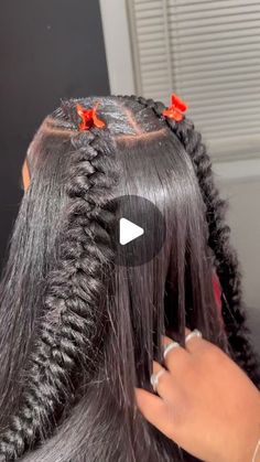 SantanaStylezz💕🐐 on Instagram: "Quick Weave W/ 2 Butterfly Stitch Braids Tutorial😮‍💨😮‍💨🔥 Using @ulahair Use Code: ULA$$ For $ Off!🫶🏽  Follow me for more content! • • • • • #knotlessbraids #chicagohairstylist  #chicagobraider #indianabraider  #senegalesetwist #bohobraids #chicagostyles #closure #closuresewin #frontal #tribals #stichbraids #indianahairstylist #braidedwig #sewin #stitchbraidclass #wig #wiginstall #wiginfluencer #bob #quickweave #quickweave2stitchbraids #SantanaStylezz 🐐" Cute And Simple Hairstyles Black Women, Quick Weave Two Braids, 2braids Quick Weave, Butterfly Braids Ponytail, Butterfly Hairstyles Braids, How To Do A Butterfly Braid, Fishtail Braid Quick Weave, Wig With Butterfly Braid, Leave Out With Fishtail Braid