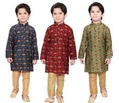 To view entire shop collection please visit us : https://www.etsy.com/shop/EthnicPehnava Specifications: Brand - Ethnic Pehnava Kurta Sleeves - Full Sleeves Kurta Neck - Mandarin Collar Bottom Length - Full Closure - Front button Occasion - Ethnic Wear Fit - Regular Wash Care Instructions:  HAND WASH ONLY. WASH DARK COLORS SEPARATELY.  DO NOT SOAK IN DETERGENT.  Styling Tip: Pair this ethnic set with mojaris to get that perfect ethnic look. Multicolor Long Sleeve Sherwani For Puja, Traditional Sets For Eid, Kurta For Boys, Cotton Kurta Set, Men And Babies, Kids Kurta, Kurta Cotton, Boys Kurta, Ethnic Looks