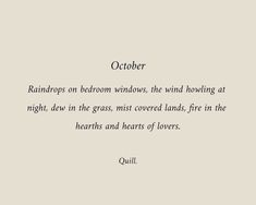 a poem written in black and white on a beige background with an image of the words october