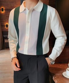 Men's Classy Outfits, Nice Pants For Men, Classy Shirts Men, Mens Classy Casual Outfits, Stylish Shirts Men, Knitted Cardigan Sweater