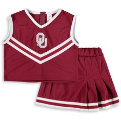 The young Oklahoma Sooners fan in your life will illuminate any room they enter with their vehement team passion when they slip on this charismatic two-piece cheer set!The young Oklahoma Sooners fan in your life will illuminate any room they enter with their vehement team passion when they slip on this charismatic two-piece cheer set!Material: 100% PolyesterSublimated graphicsEmbroidered graphicsTwo-piece setV-neckOutseam for Size 8 measures approx 11.5SleevelessMachine wash, tumble dry lowOffic Indiana Hoosiers, Oklahoma Sooners, Kids Trend, Girls Toddler, Women Trends, Oklahoma, Boy's Clothing, Toddler Girl, Indiana