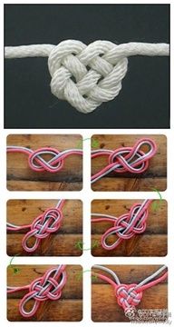 instructions to make a knotted knot for a sailor's knot necklace with pink and white cords