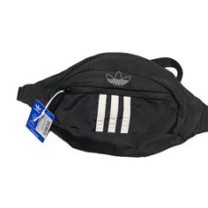 Nwt Adidas Three Stripe Waist Pack. This Waist Pack Can Be Worn Around The Waist Or Across The Chest. This Waist Pack Features An Adidas Logo Strap And Two Pockets Trendy Adidas Black Bag, Trendy Black Adidas Bag, Black Sporty Bags With Pockets, Casual Adidas Black Bag, Casual Adidas Bag With Zipper Closure, Casual Adidas Bags With Zipper Closure, Trendy Adidas Bags For Streetwear, Black Sporty Bags For Streetwear, Black Nylon Casual Bags