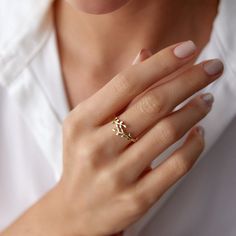 A minimal 14k solid gold ring. Simple and elegant. 14K solid gold is perfect for everyday wear since real gold never tarnishes. The perfect ring to add to your collection.★ Ring Features• Gold Kt: 14Kt Solid Gold (All pieces are stamped for authenticity)• Available Gold Colors: Yellow Gold• Center Width: 8.2 mm / 0.32 Inch• Band Width: 1.45 mm Diamond Stacking Rings Engagement, Gold Ring Simple, Olive Branch Ring, Diamond Huggies, Branch Ring, Diamond Stacking Rings, Solid Gold Ring, Gold Colors, Ring Simple