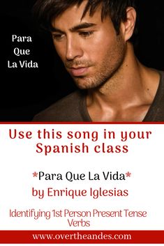 an advertisement for a spanish class with a man in brown shirt looking at the camera