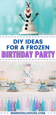 a frozen birthday party with the words diy ideas for a frozen birthday party