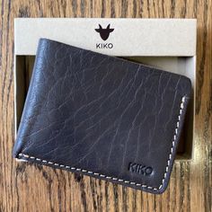 Kiko Leather Wallet Handcrafted Genuine Leather Soft And Smells Like Leathery Goodness! Straight Cut Bifold 6 Card Slots And Bill Compartment Brand New With Box Still Attached To Box See Pics For Measurements Casual Bifold Wallet For Everyday Use, Casual Trifold Wallets For Everyday Use, Casual Leather Wallet As Gift, Casual Leather Trifold Wallet For Everyday, Casual Leather Trifold Wallet, Casual Trifold Wallet For Daily Use, Casual Bifold Wallets Perfect For Gifts, Casual Brown Wallet For Everyday Use, Casual Leather Wallets For Daily Use