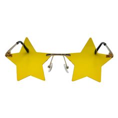 Unleash Your Star Power With Our Rimless Star Novelty Sunglasses. These Quirky Sunglasses Feature Star-Shaped Lenses And A Rimless Design, Perfect For Making A Statement. The Color Tinted Lenses Provide 100% Uv Protection, Making Them Both Stylish And Functional. Embrace Your Inner Star With These Fun Novelty Sunglasses! * Metal Frame * Star Shaped Rimless Lenses * Yellow Tinted Lenses * Adjustable Nose Pads * 100% Uva/Uvb Protection * Impact Resistant Polycarbonate Lenses * Free Microfiber Pouc Novelty Sunglasses, Colour Tint, Colored Sunglasses, Glasses Fashion, Festival Party, Star Shape, Uv Protection, Sunglasses Accessories, Metal Frame