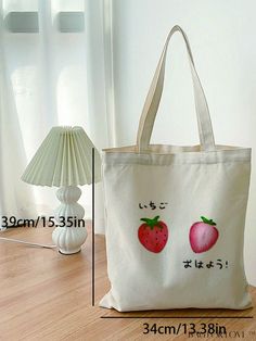 BagForLove - Cute Strawberry Cartoon Pattern Small Shopper Bag with Double Handles - Ideal for Daily Use Product Description Color Beige Pattern Type Letter Bag Size Small Type Shoulder Tote Bag Material Polyester Composition 100% Polyester Size Chart INCH CM Bag Length Bag Width Bag Height Handle Height 13.4 inch 1.6 inch 15 inch 9.8 inch Bag Length Bag Width Bag Height Handle Height 34 cm 4 cm 38 cm 25 cm Details Pictures Similar Products h2 { text-align: center; } /* æ¢è¡ */ li{ white-space Kawaii Summer Bags For Daily Use, Kawaii Bags For Daily Use In Summer, Cute Beige Canvas Shopping Bag, Cute Beige Canvas Bag For Daily Use, Kawaii Summer Bags For Everyday Use, Summer Kawaii Bags For Everyday, Strawberry Cartoon, Letter Bag, Beige Pattern