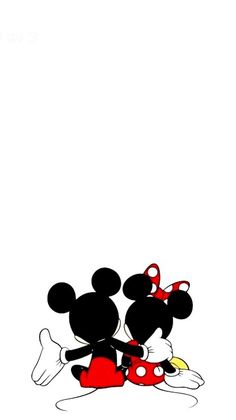 two mickey and minnie mouses sitting on top of each other in front of a white background