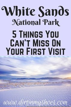 the white sands national monument with text overlay that reads 5 things you can't miss on your first visit