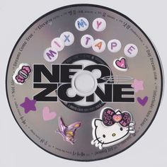 a cd with hello kitty stickers on it