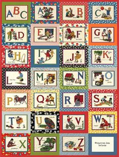 ABC Quilt Downloadable Pattern by American Jane Patterns Elements Of Life, Vintage Baby Quilt, Moda Fabric Quilts, Alphabet Quilt, Scrappy Quilt Patterns, Moda Fabric, Patterns Fabric, Scrappy Quilt, Quilt Block Pattern