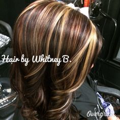 Maybe something similar for the winter???reds, blonde, caramels, and browns hair color highlights lowlights Hair Color Highlights And Lowlights, Lowlights Caramel, Hair Blonde Highlights Lowlights, Brown And Blonde, Color Highlights, Red To Blonde, Highlights And Lowlights, Super Hair, Blonde Hair With Highlights